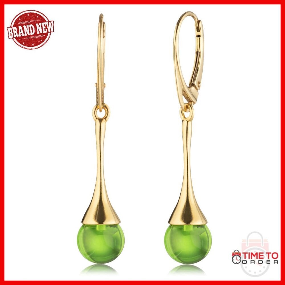 Gold-Plated Sterling Silver Drop Earrings with Natural Baltic Amber